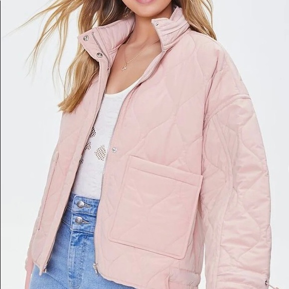 Veste Bomber Courte Forever 21 - Femme - Taille S - Mélange Rose Et Noir